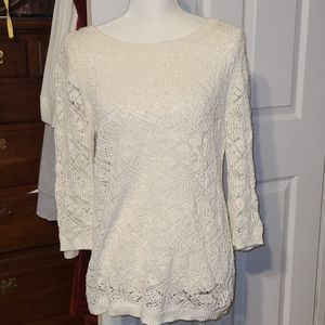 Lauren Conrad off white crocheted sweater